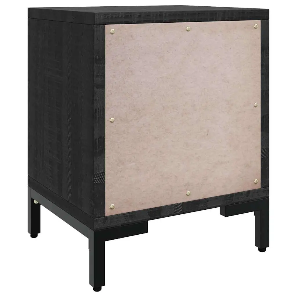 Black Bedside Cabinet 36x30x45 cm Solid Pinewood