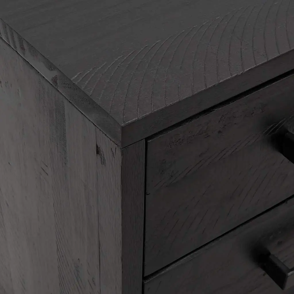 Black Bedside Cabinet 36x30x45 cm Solid Pinewood