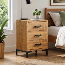 Brown Bedside Cabinet 40x30x55 cm Solid Pinewood