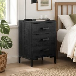 Black Bedside Cabinet with Storage Drawers 40x30x55 cm