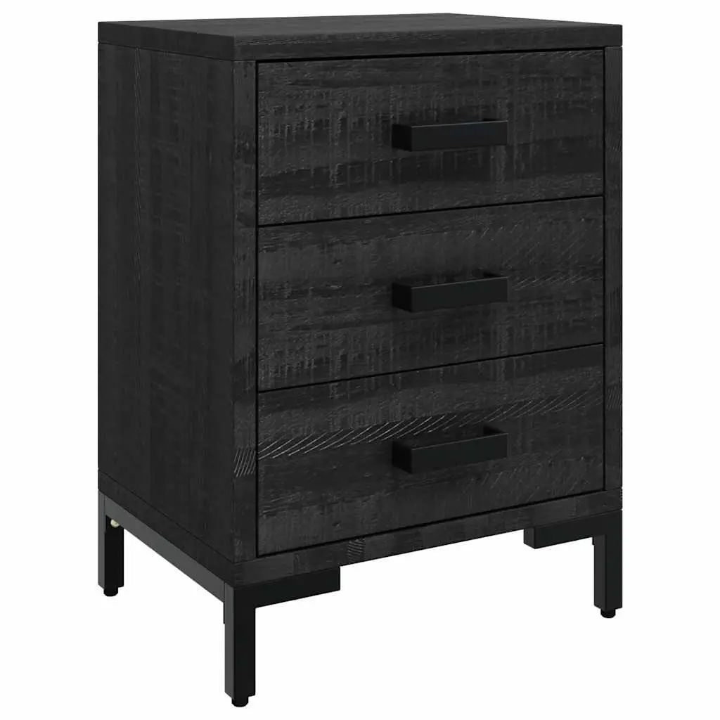 Black Bedside Cabinet with Storage Drawers 40x30x55 cm
