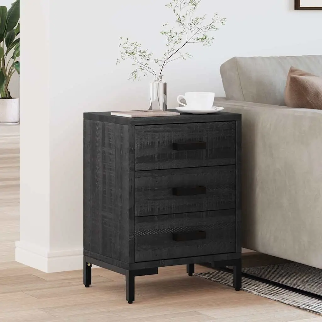 Black Bedside Cabinet with Storage Drawers 40x30x55 cm