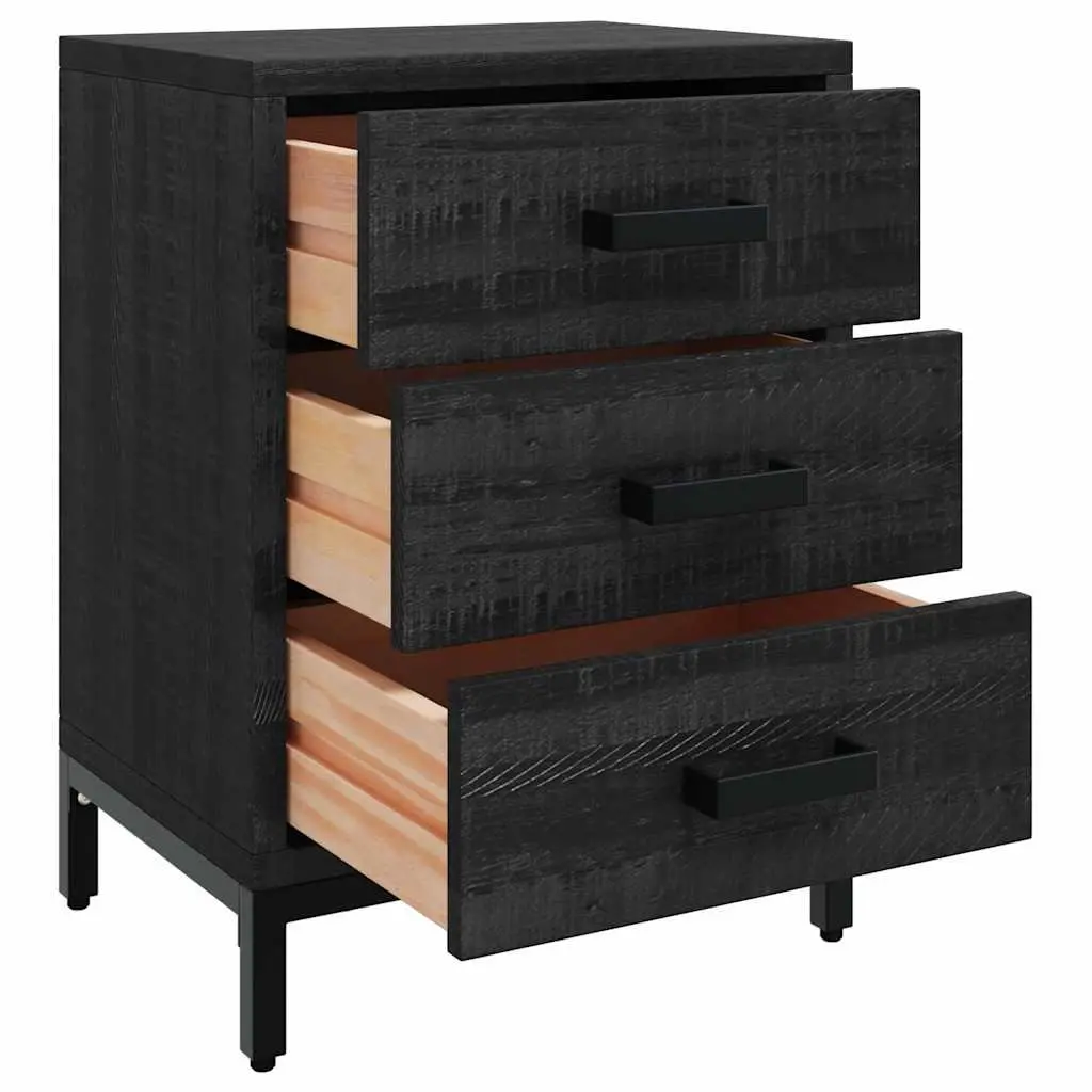 Black Bedside Cabinet with Storage Drawers 40x30x55 cm