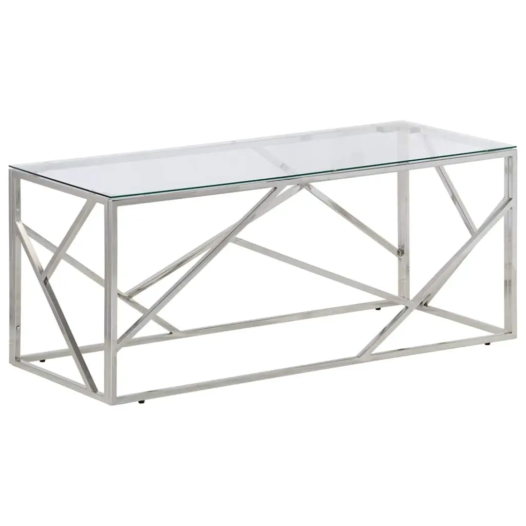 Tempered Glass Coffee Table with Stainless Steel Frame