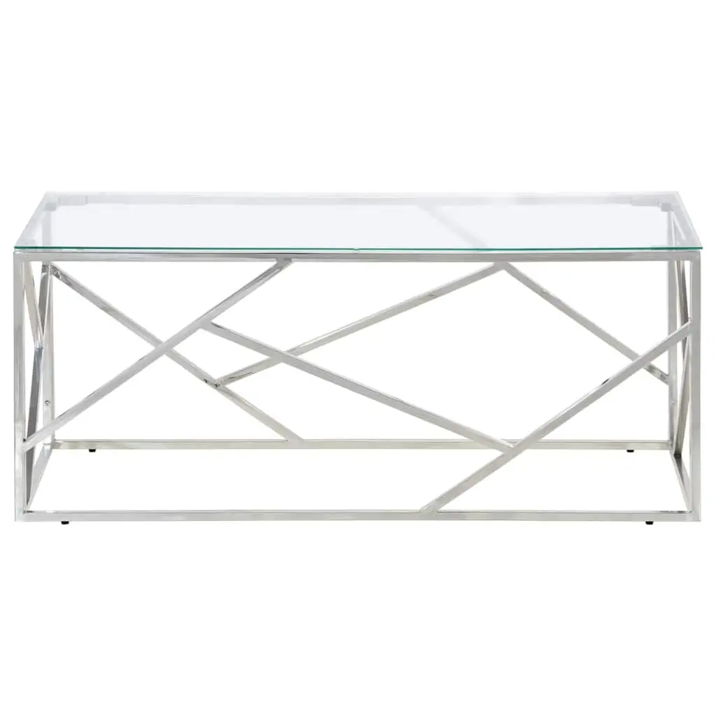 Tempered Glass Coffee Table with Stainless Steel Frame