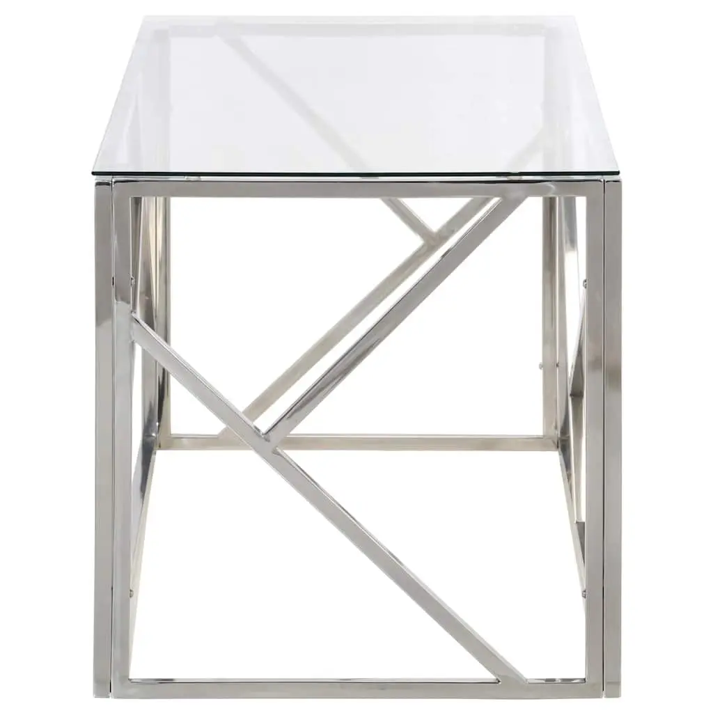 Tempered Glass Coffee Table with Stainless Steel Frame
