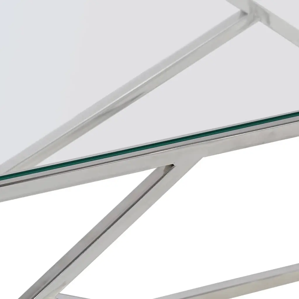 Tempered Glass Coffee Table with Stainless Steel Frame