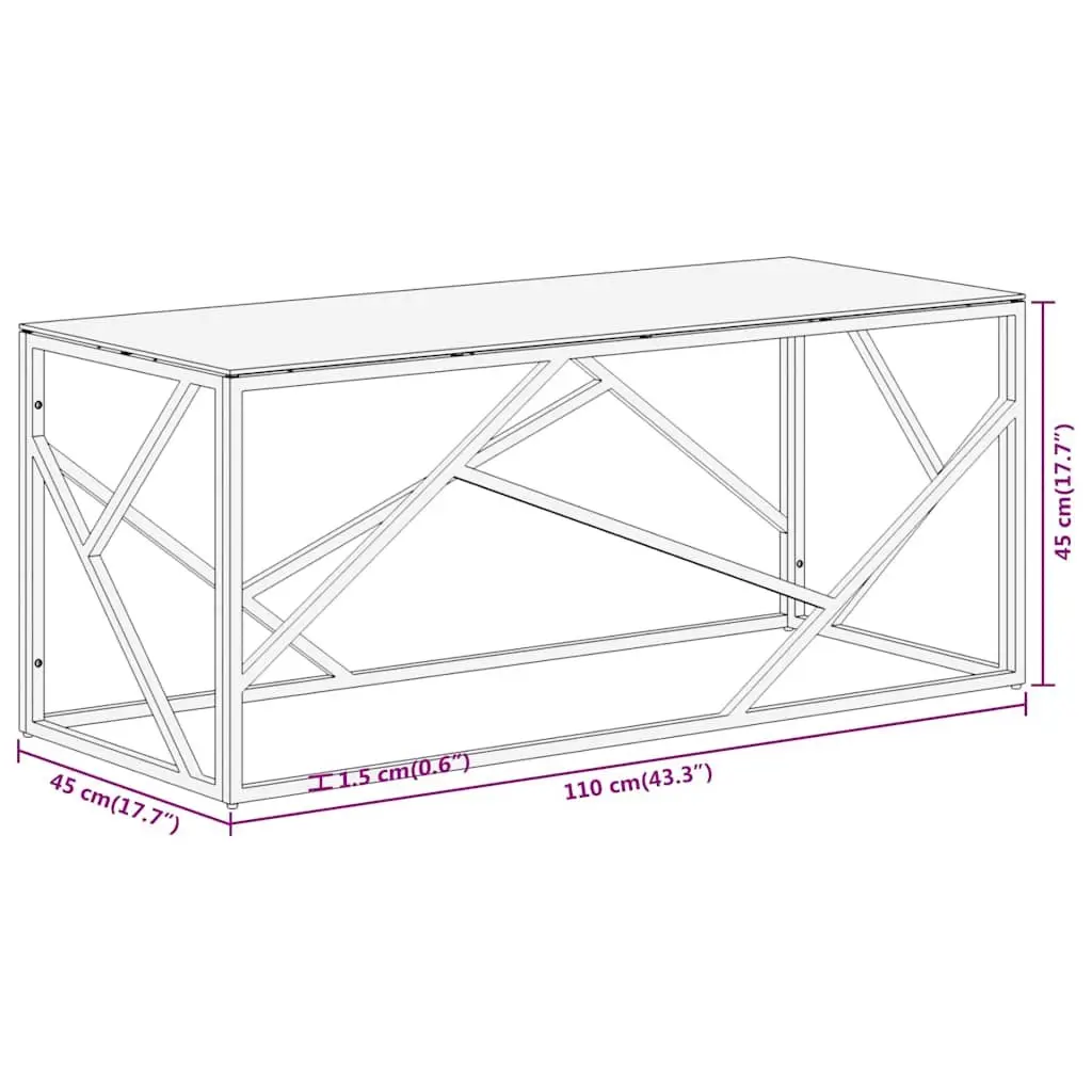 Tempered Glass Coffee Table with Stainless Steel Frame