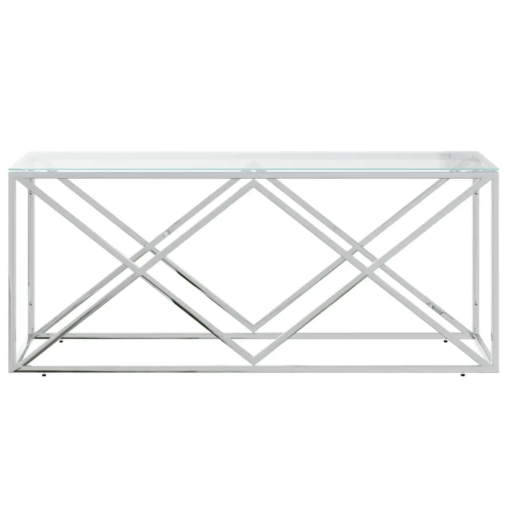 Coffee Table 110x45x45 cm Stainless Steel Glass Top Silver Accent Living Room