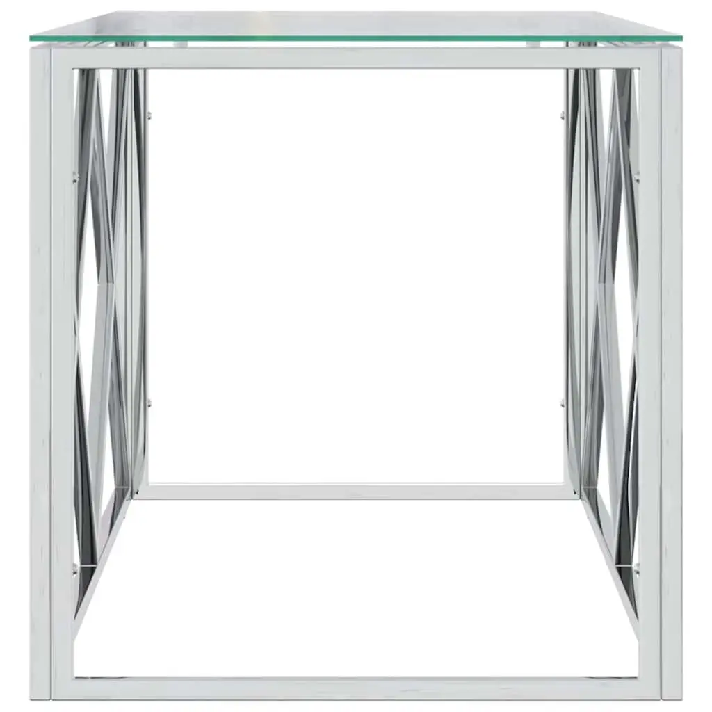 Coffee Table 110x45x45 cm Stainless Steel Glass Top Silver Accent Living Room