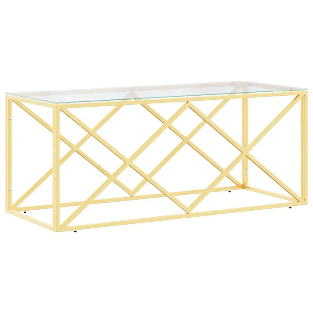 Gold Frame Glass Top Coffee Table for Living Rooms