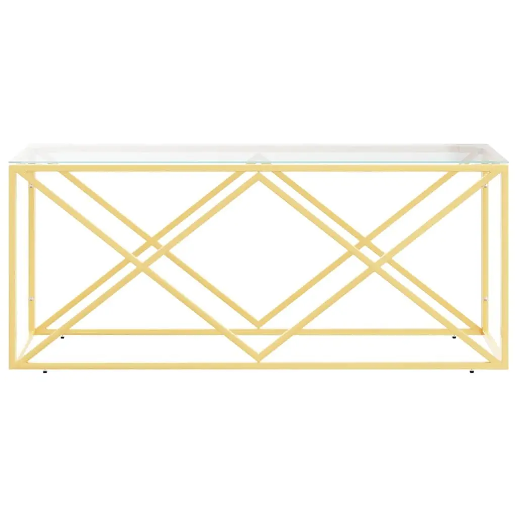 Gold Frame Glass Top Coffee Table for Living Rooms