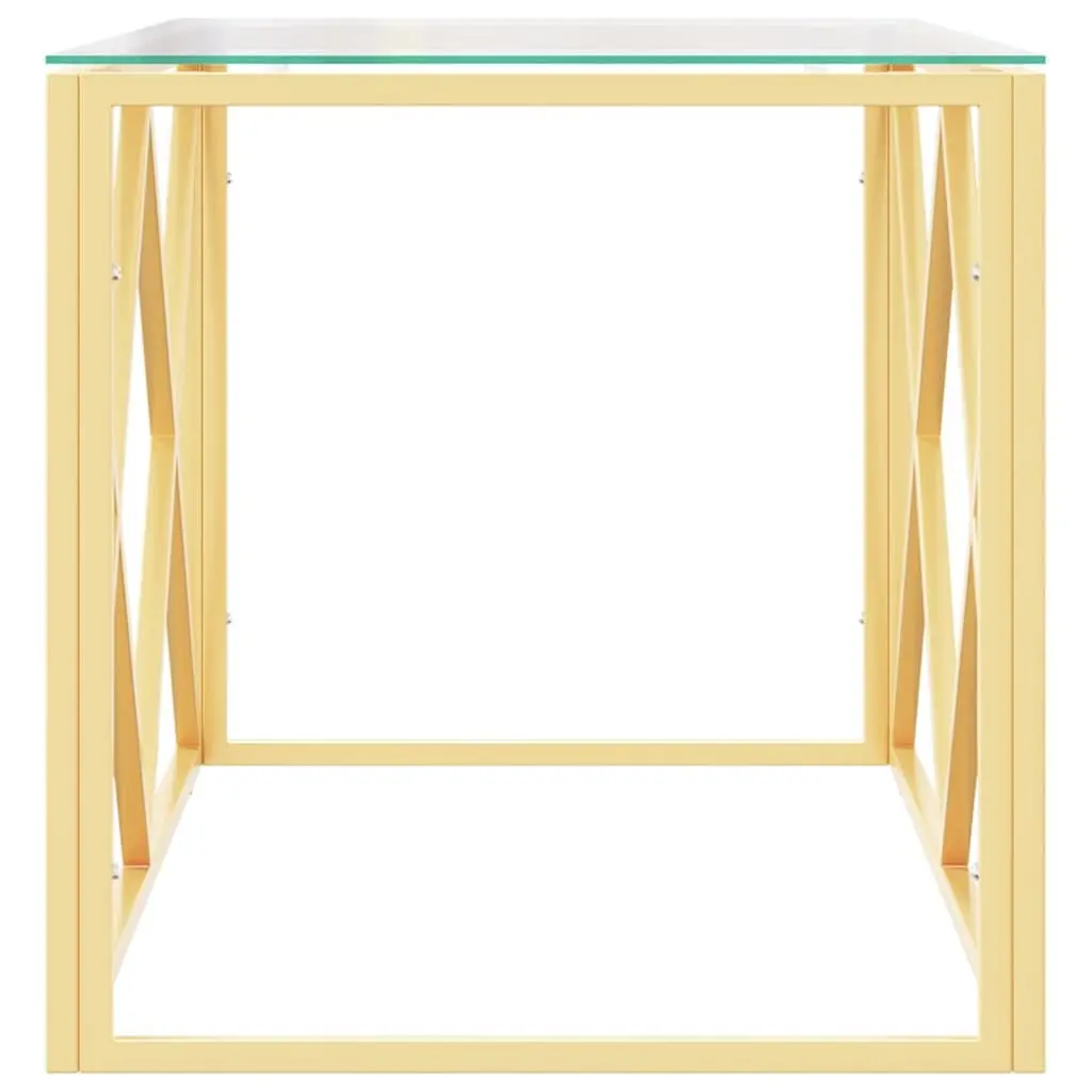 Gold Frame Glass Top Coffee Table for Living Rooms