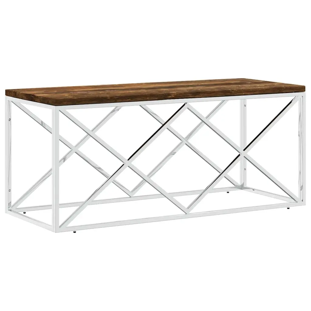 Reclaimed Wood Coffee Table with Stainless Steel Frame