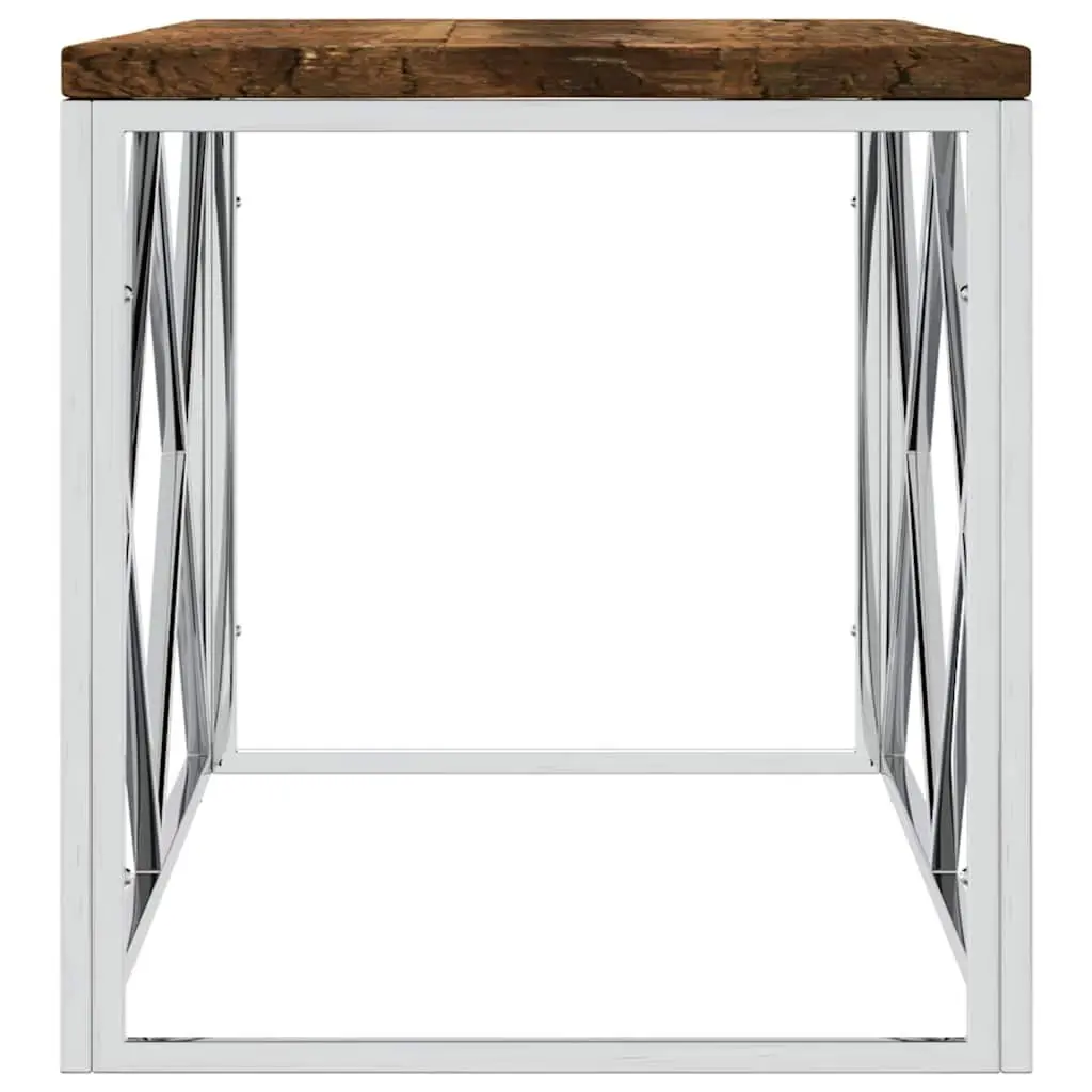 Reclaimed Wood Coffee Table with Stainless Steel Frame
