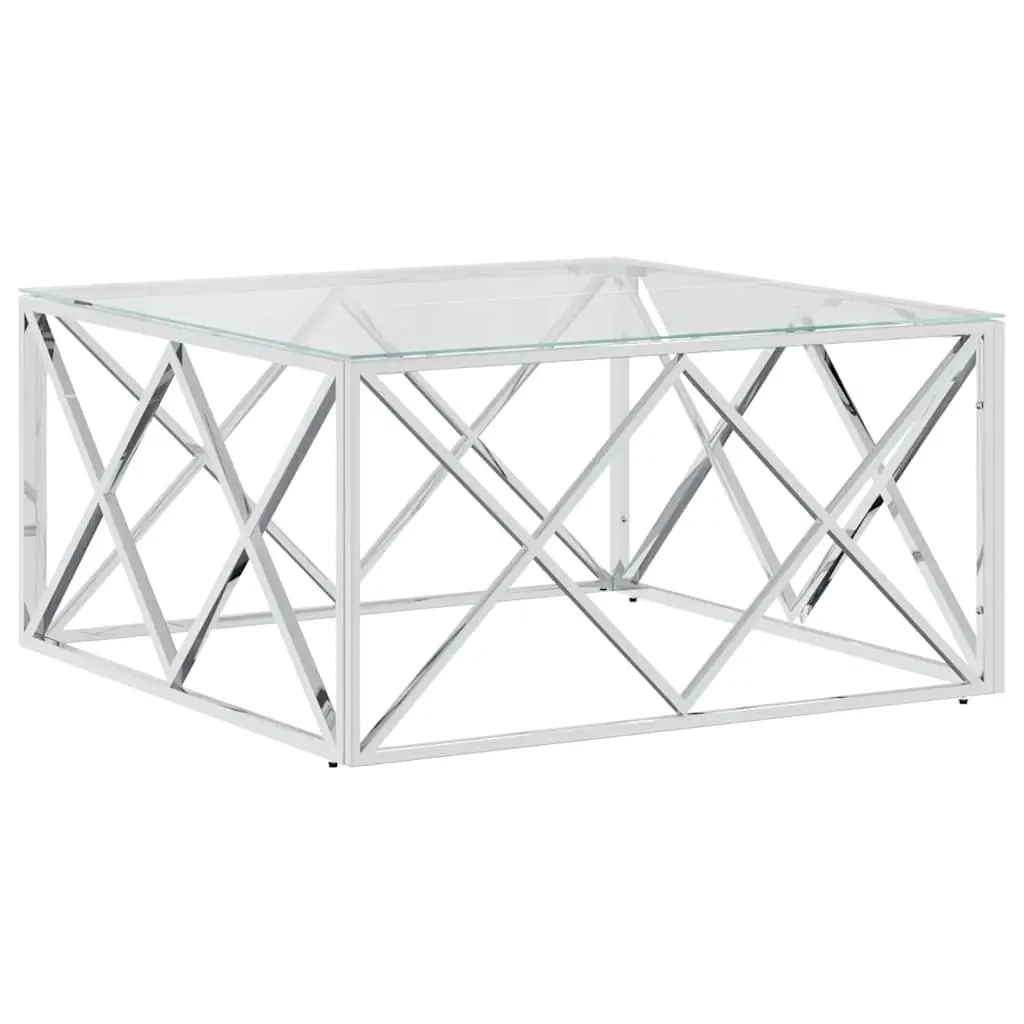 Coffee Table with Silver Glass Top 80x80x40 cm