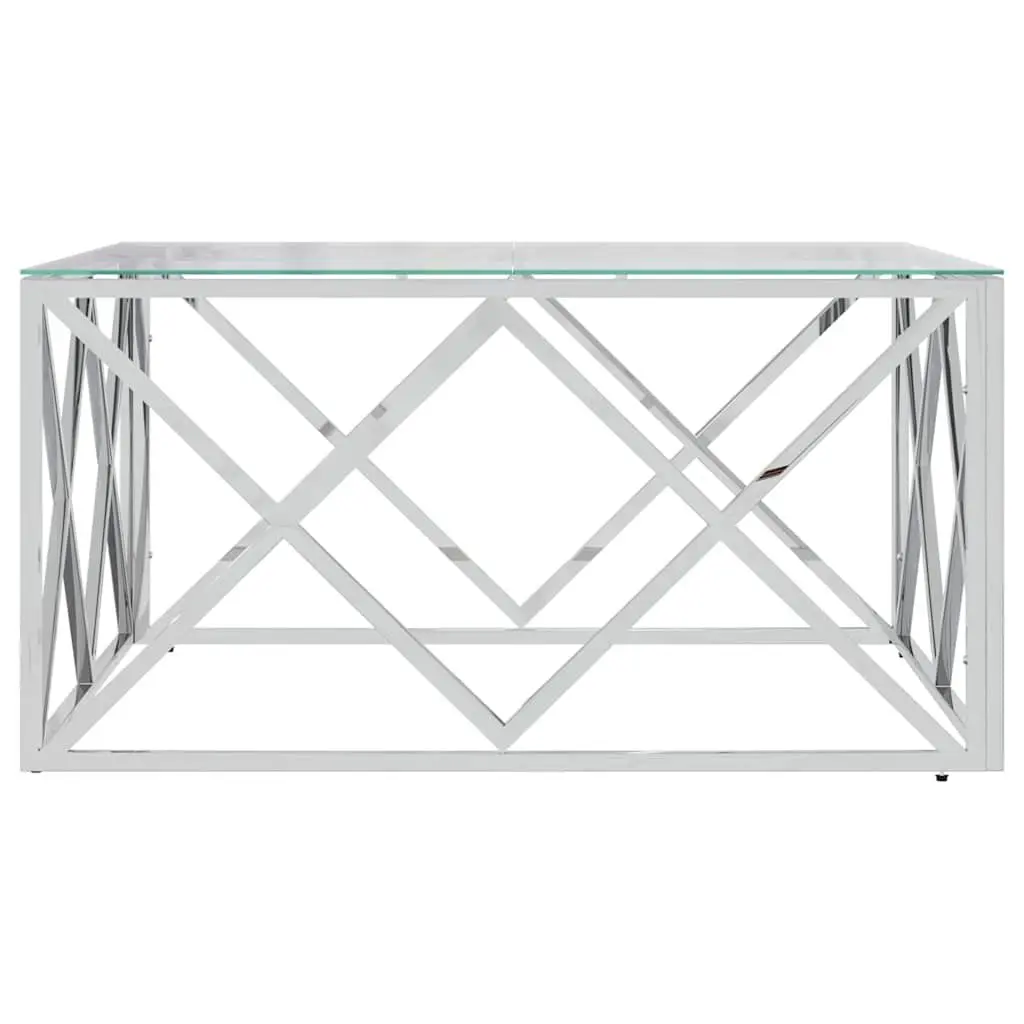 Coffee Table with Silver Glass Top 80x80x40 cm