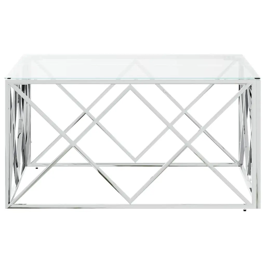 Coffee Table with Silver Glass Top 80x80x40 cm