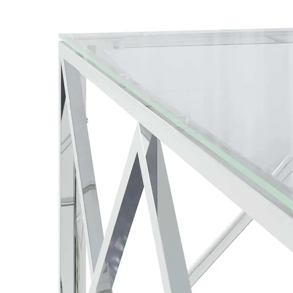 Coffee Table with Silver Glass Top 80x80x40 cm