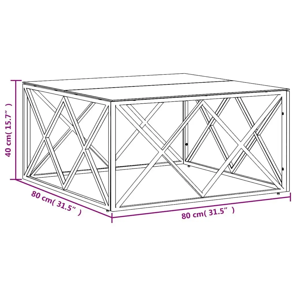 Coffee Table with Silver Glass Top 80x80x40 cm