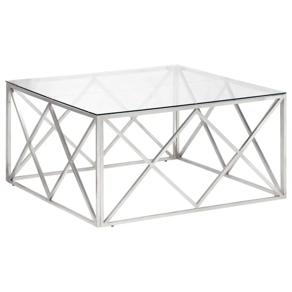 Coffee Table with Silver Stainless Steel Frame