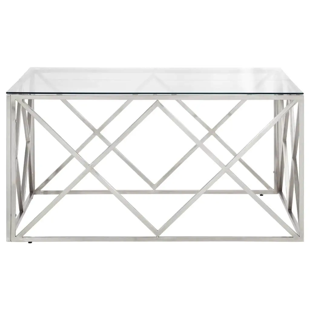 Coffee Table with Silver Stainless Steel Frame