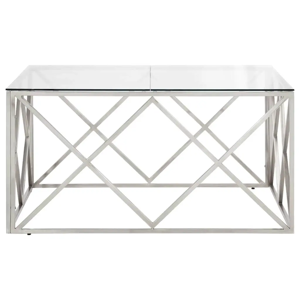 Coffee Table with Silver Stainless Steel Frame