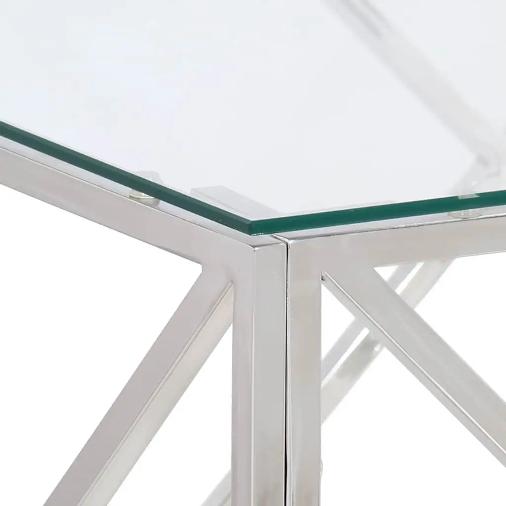 Coffee Table with Silver Stainless Steel Frame