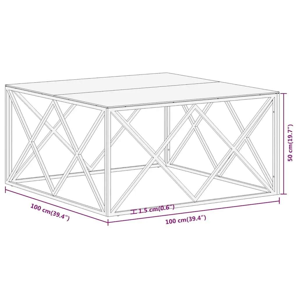 Coffee Table with Silver Stainless Steel Frame