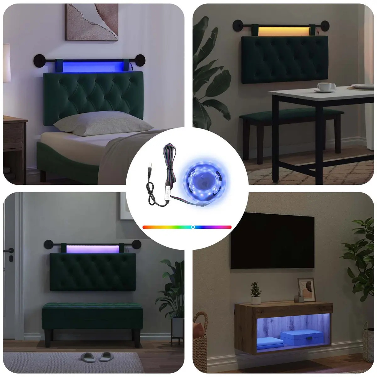 LED Strip Lights 180cm Black USB Powered SMD5050 Bedroom Living Room Accent