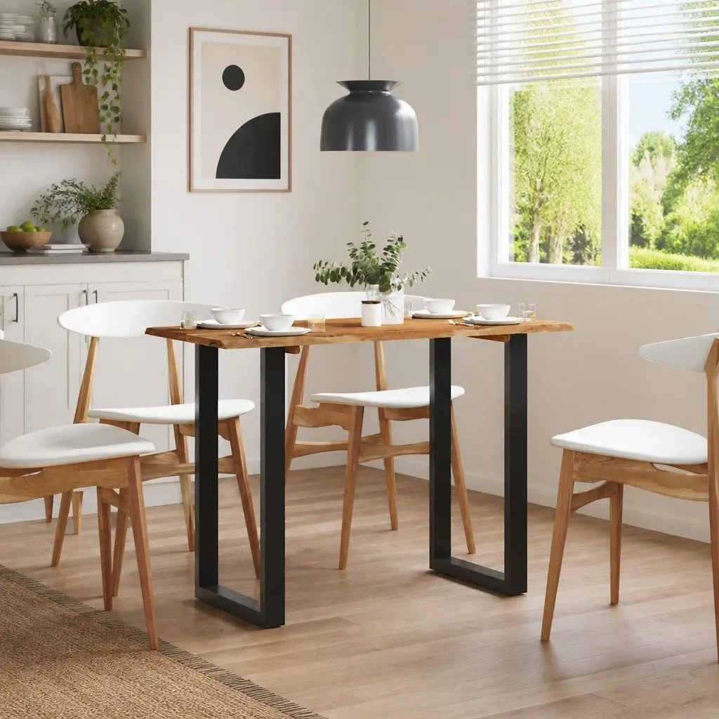 Natural Brown Acacia Wood Dining Table 110x50x76cm