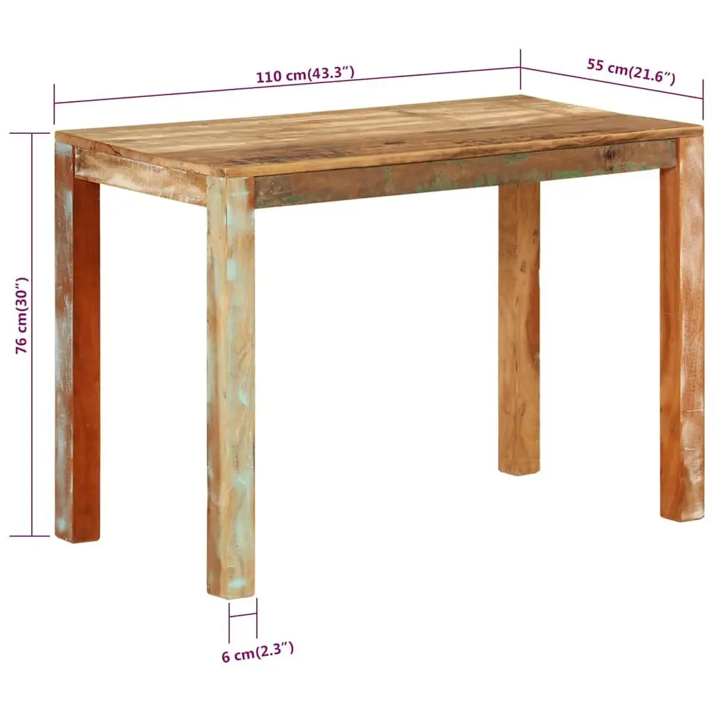 Dining Table 110x55x76 cm in Reclaimed Wood