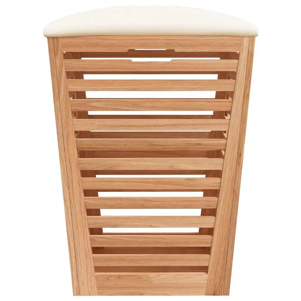 Bathroom Storage Stool Wooden Cushioned Lid Brown 40.5cm