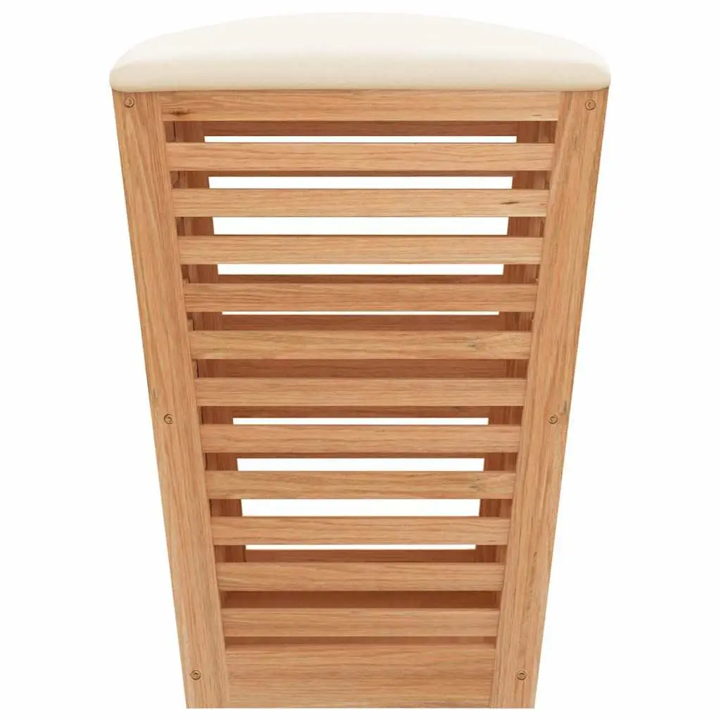 Bathroom Storage Stool Wooden Cushioned Lid Brown 40.5cm