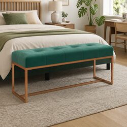 Stylish Green Velvet Storage Bench for Living Spaces