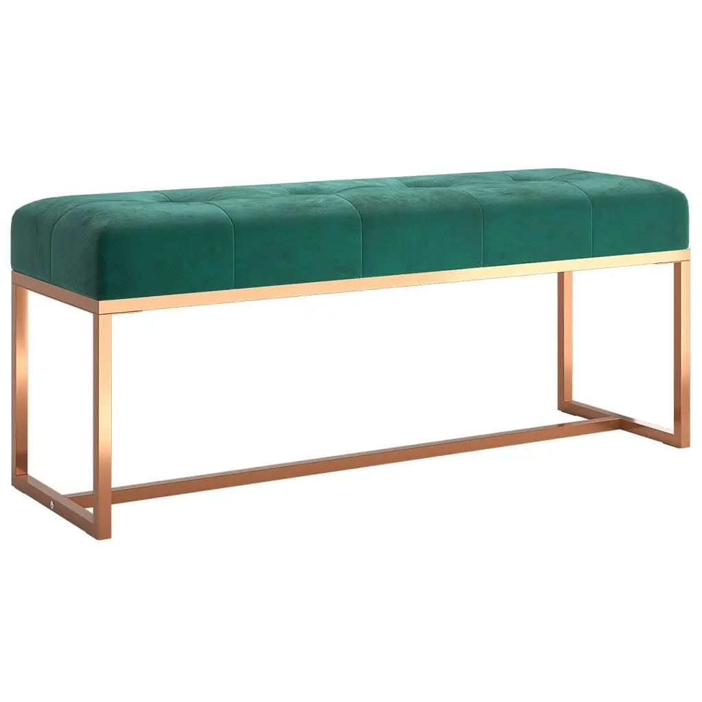 Storage Bench Green Velvet Padded Seat 110 x 36 x 45 cm Foam