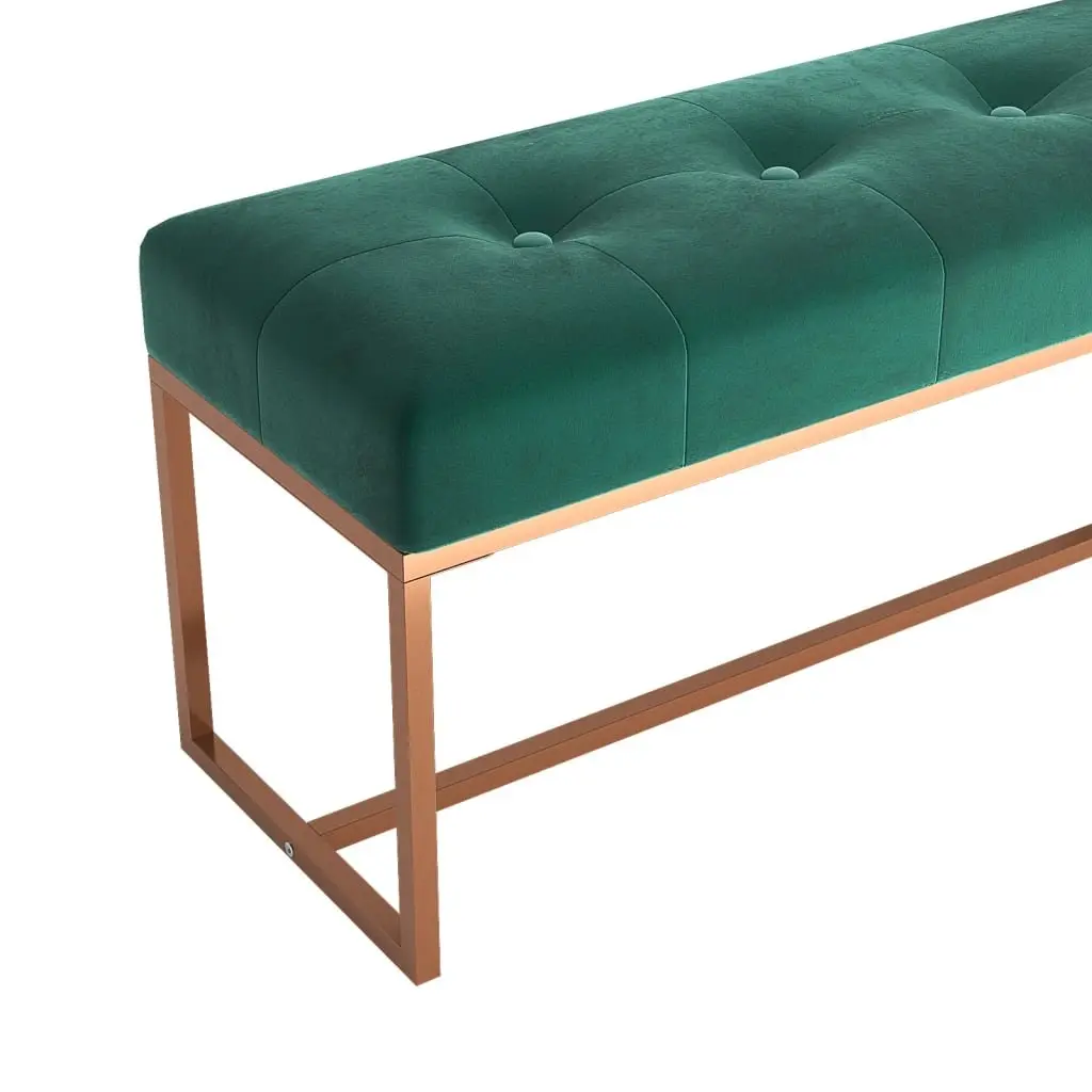 Storage Bench Green Velvet Padded Seat 110 x 36 x 45 cm Foam