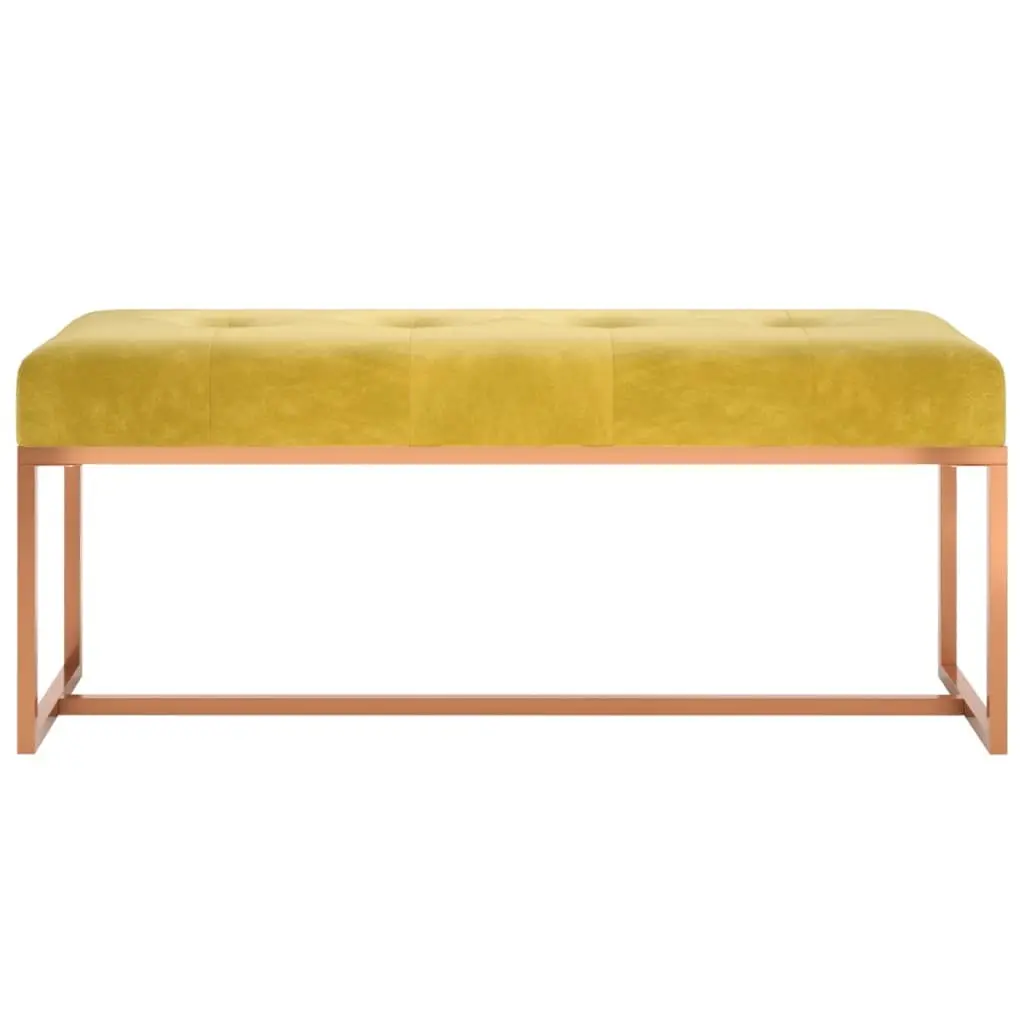 Bench Yellow Velvet Upholstered Padded Seat Living Room Entryway Furniture 110L x 36W x 45H cm