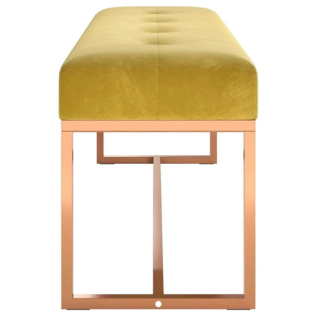 Bench Yellow Velvet Upholstered Padded Seat Living Room Entryway Furniture 110L x 36W x 45H cm