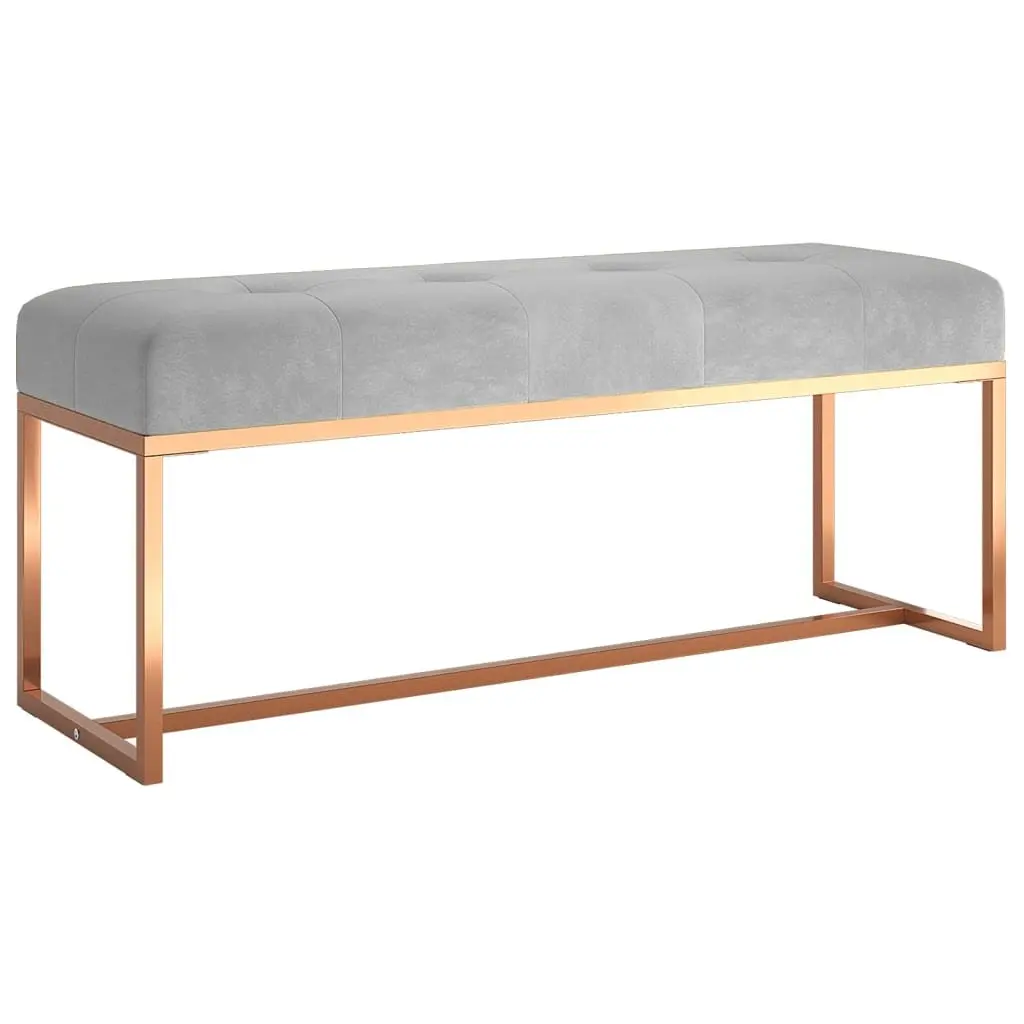 Grey Velvet Storage Bench Seat Padded Foam Comfortable Living Room Entryway