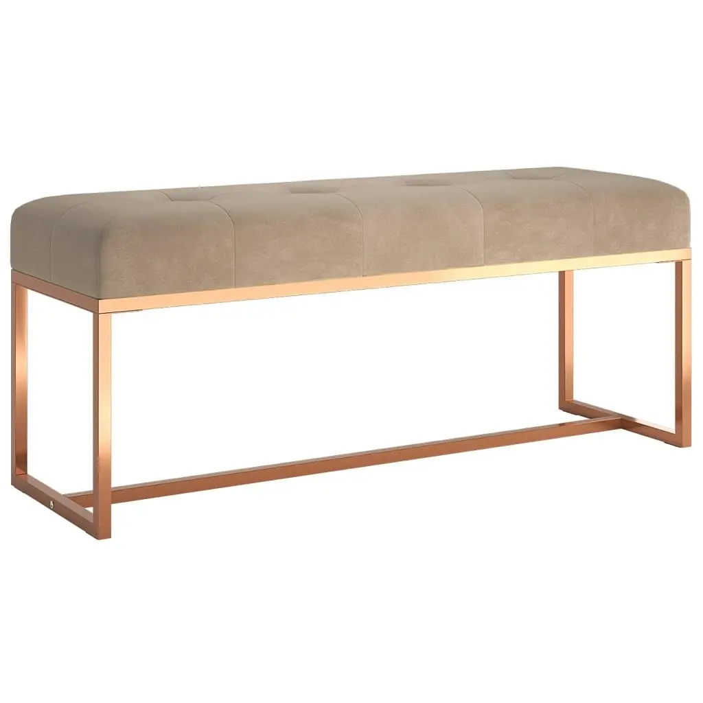 Beige Velvet Storage Bench for Living Room and Entryway