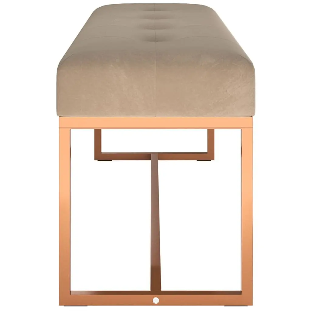 Beige Velvet Storage Bench for Living Room and Entryway