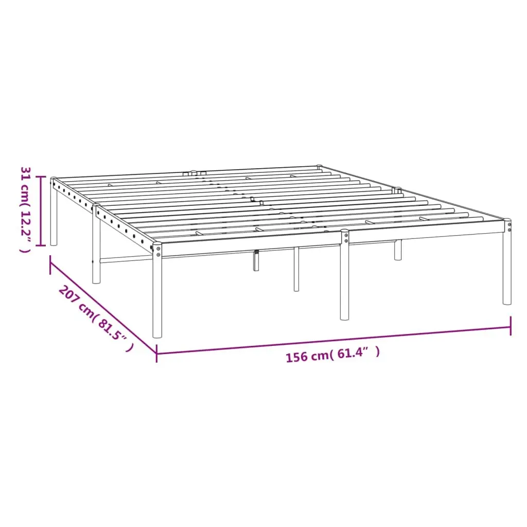 Black Metal Bed Frame 150x200 cm