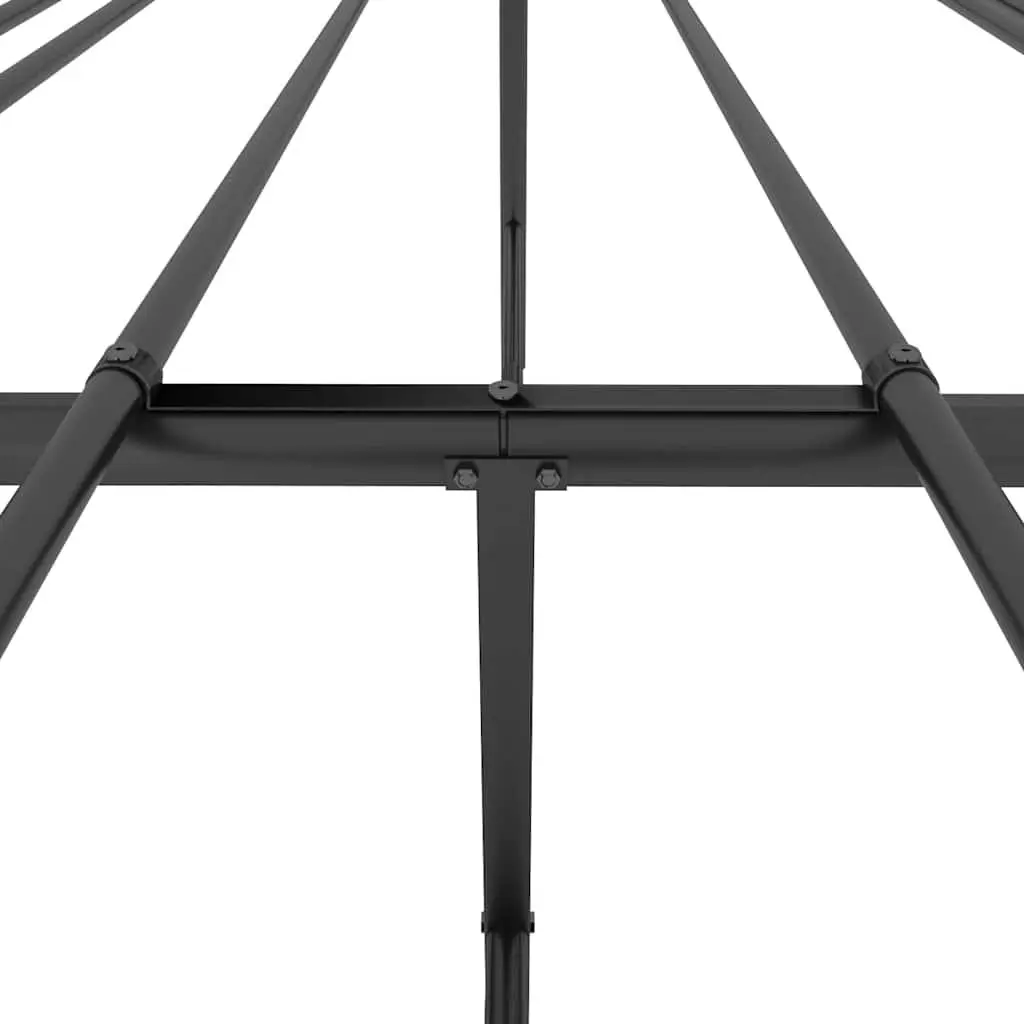 Metal Bed Frame Black 135x190 cm Powder-coated Steel with Headboard and Slats
