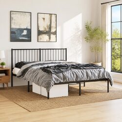 Elegant Black Metal Bed Frame Queen Size 150x200cm