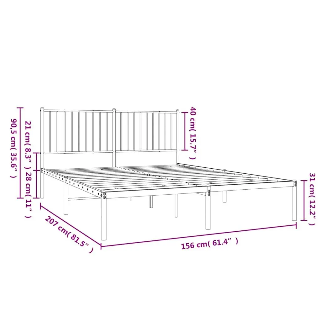 Black Metal Bed Frame Queen Size 150x200cm