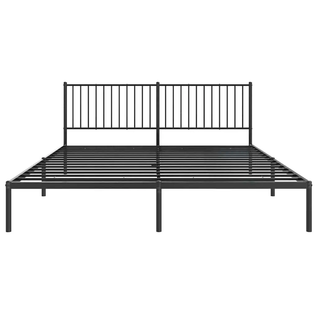 King Metal Bed Frame 183x203 cm Black with Headboard