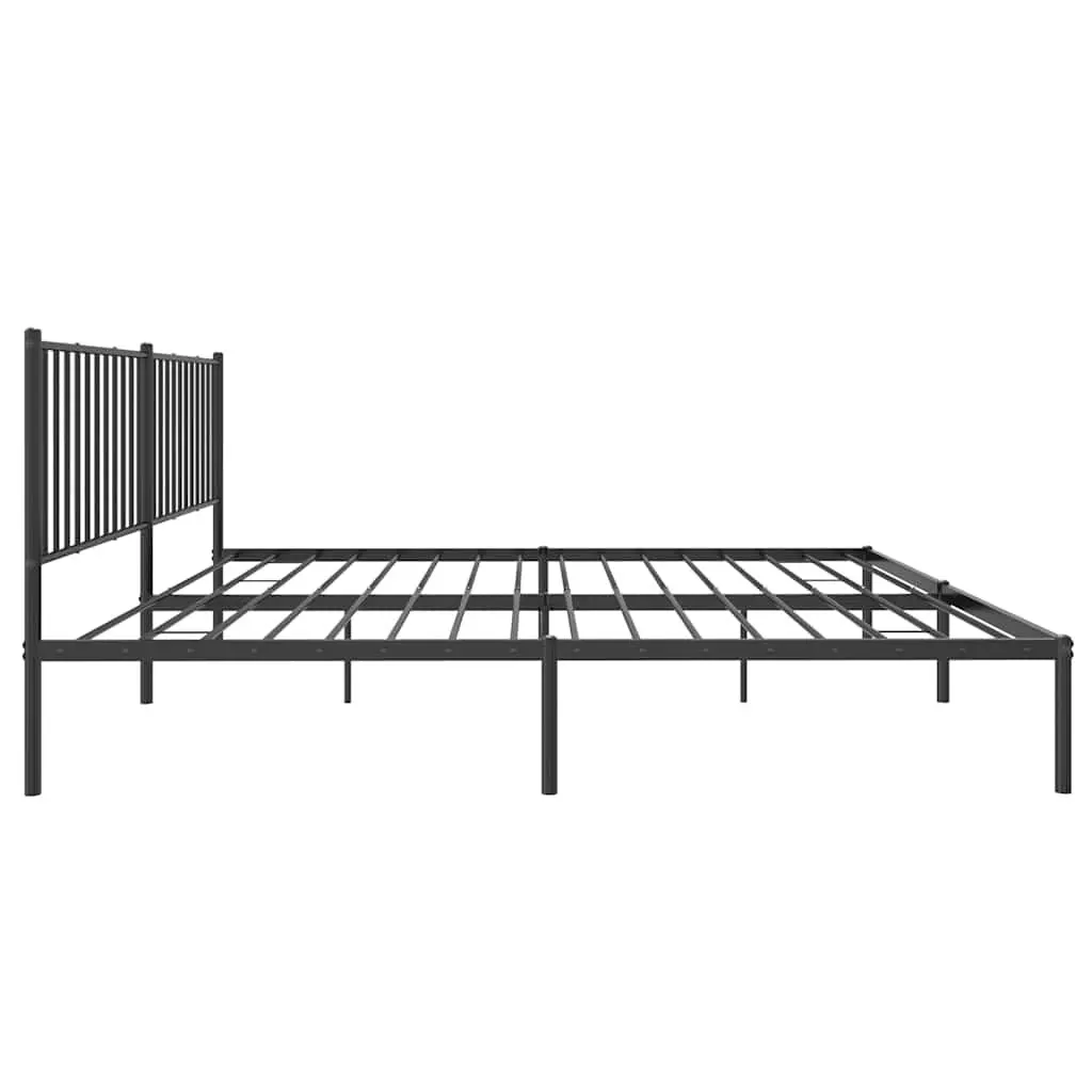 King Metal Bed Frame 183x203 cm Black with Headboard