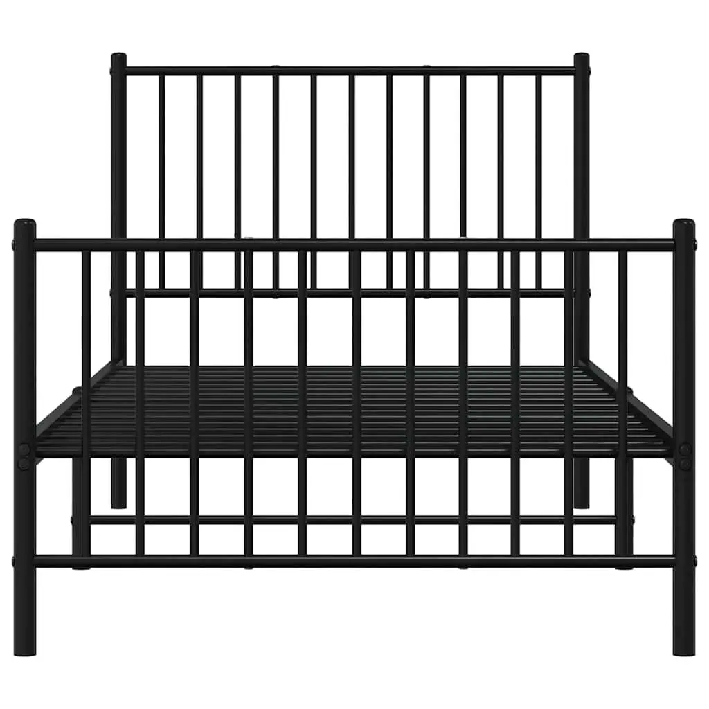 Metal Bed Frame 90x190 cm with Footboard Headboard Slatted Base Black