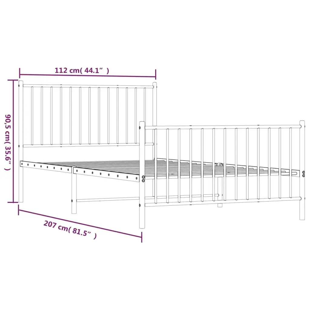 Metal Bed Frame King Single 107x203 cm in Black